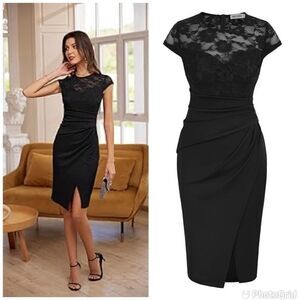 GRACE KARIN Sleeveless Lace Party Dress Wrap Ruched Cocktail Bodycon Dress